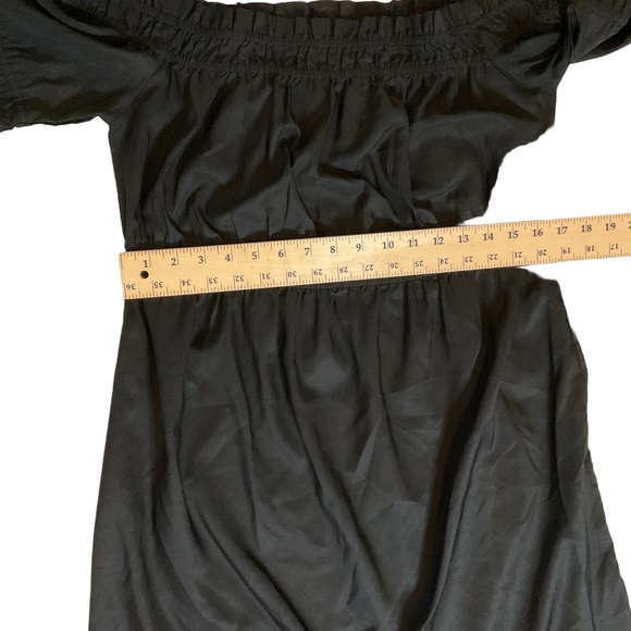 Venus Black Off-The-Shoulder Bell Sleeve Eyelet Dress Women's Medium /Large - Picture 3 of 8